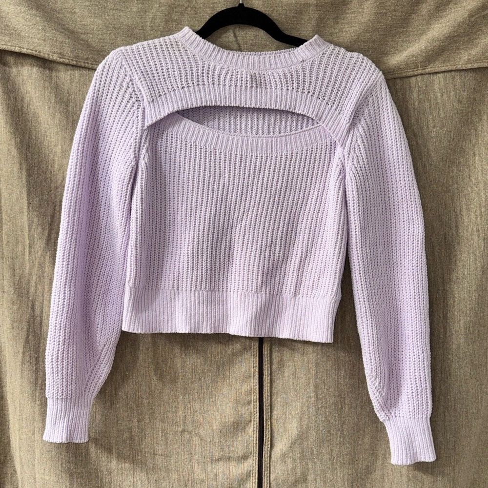 It’s Our Time XS Lavender Knit with front cut out Women's Sweater